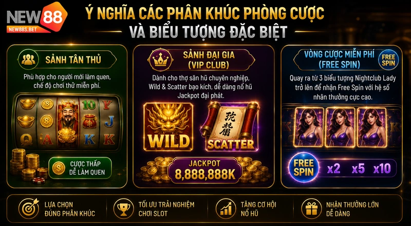 Các phân khúc phòng cược Nightclub Lady NEW88