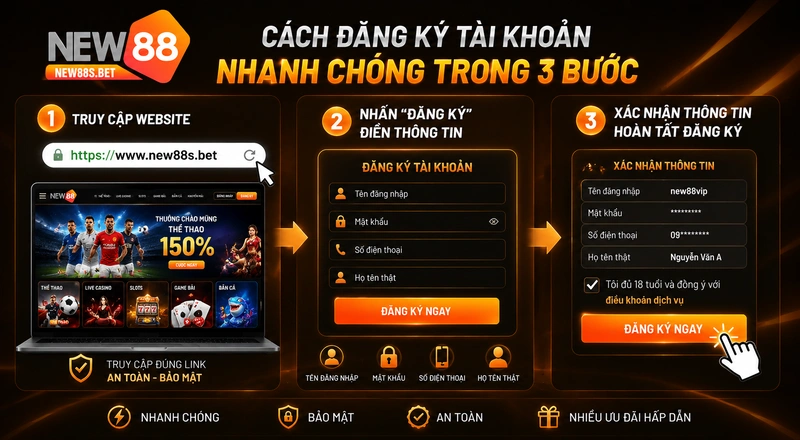 Cách đăng ký tài khoản NEW88