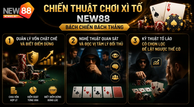 Chiến thuật chơi Xì tố NEW88 chuẩn