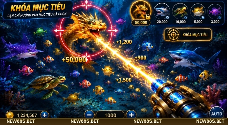 Tính năng ngắm bắn tự động game bắn cá tiên NEW88